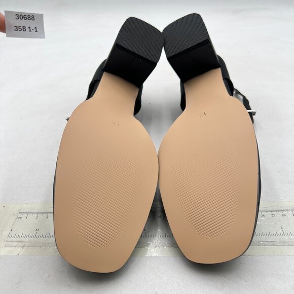 miss left Black Satin Square Toe Adjustable Ankle Buckle D'Orsay Pumps - Picture 7 of 8